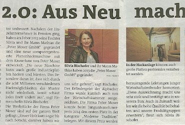 Bezirksblatt Kufstein über unsere rustikale Holzveredelung